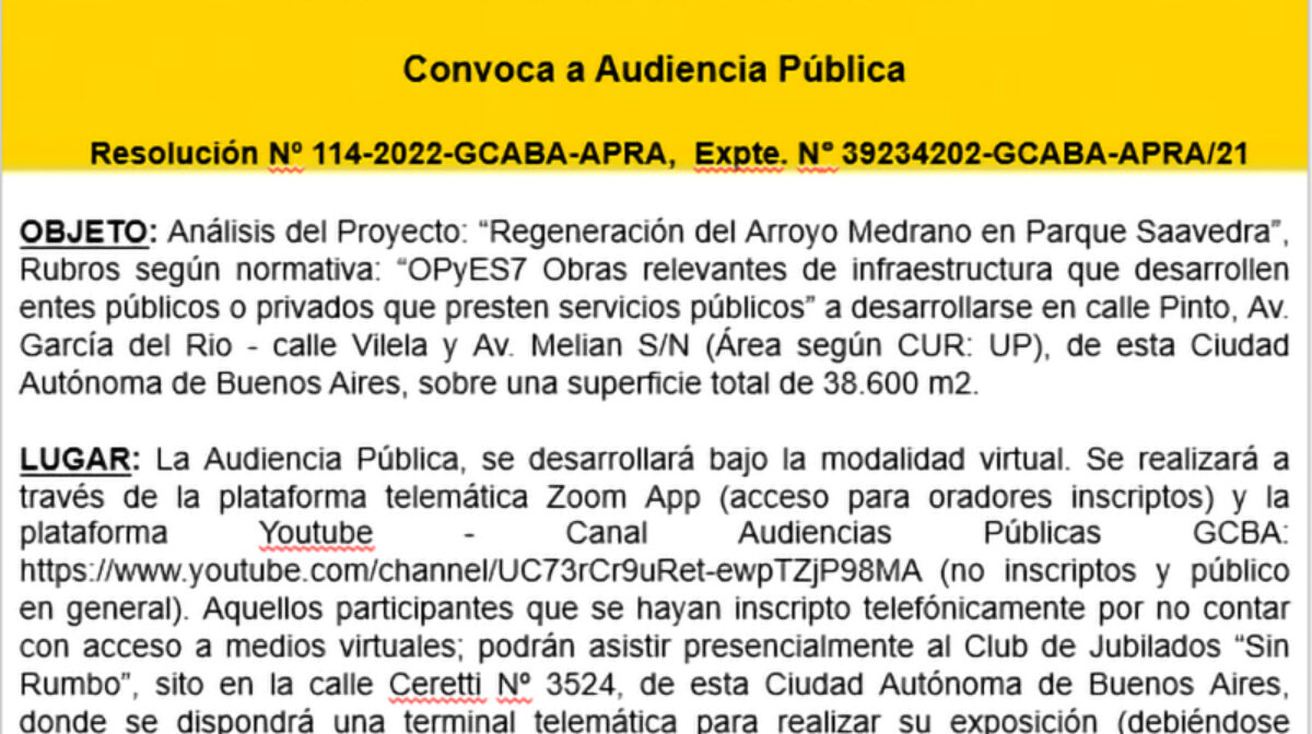 Audiencia Pública del Arroyo Medrano