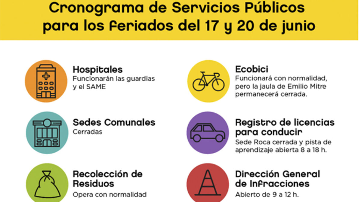 Cronograma de servicios públicos para el jueves 1 y viernes 2 de mayo