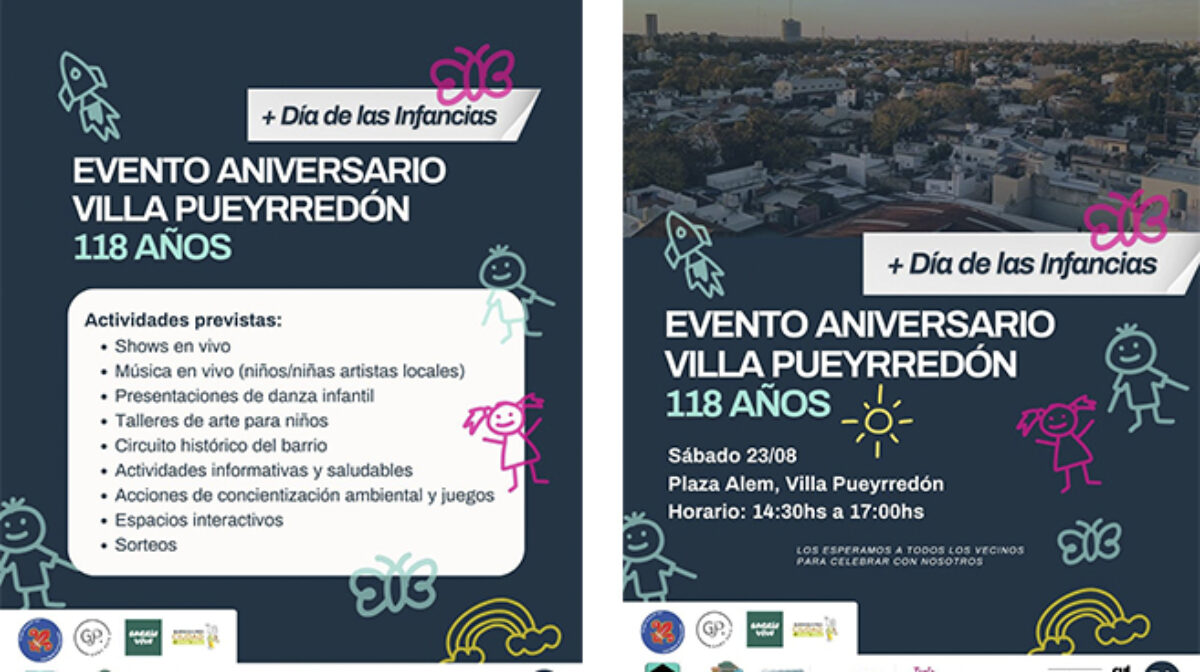 Villa Pueyrredón festeja sus 118 años y el Día de las infancias.