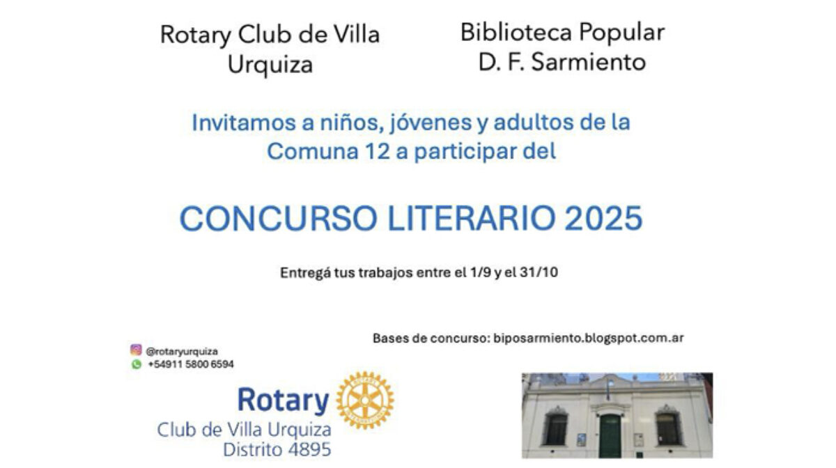 CONCURSO LITERARIO ROTARY CLUB VILLA URQUIZA PARA VECINOS COMUNA 12