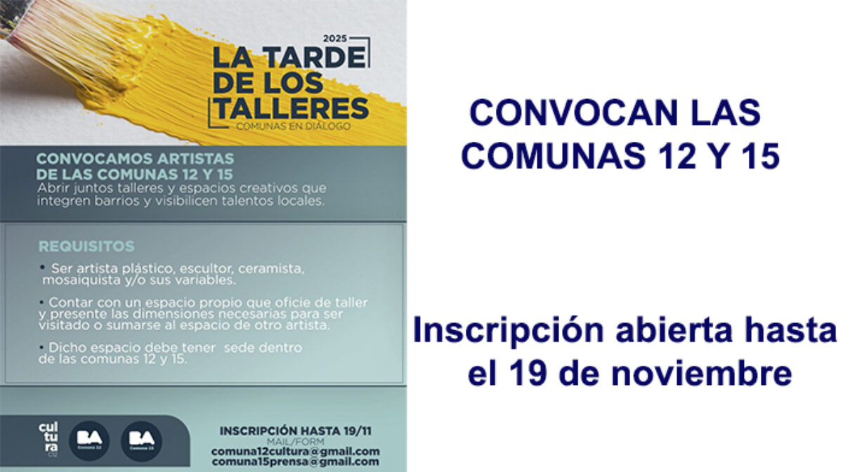 Abierta la Inscripción para La Tarde de los Talleres